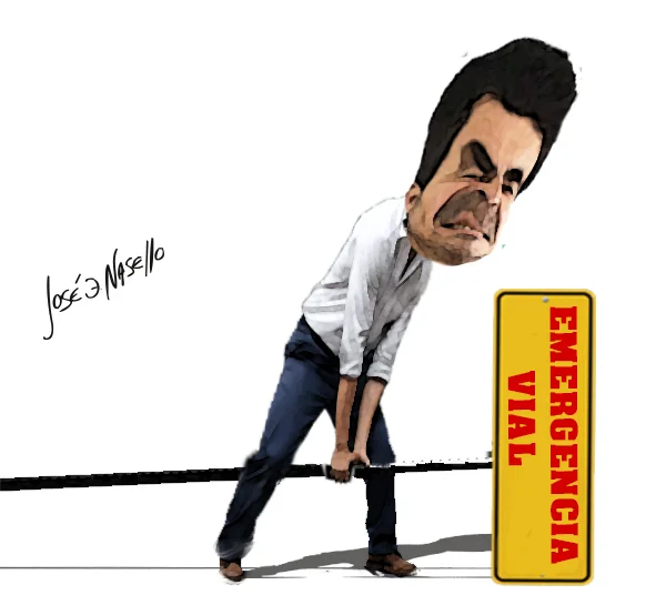 ilustra miranda  levantando poste emergencia vial