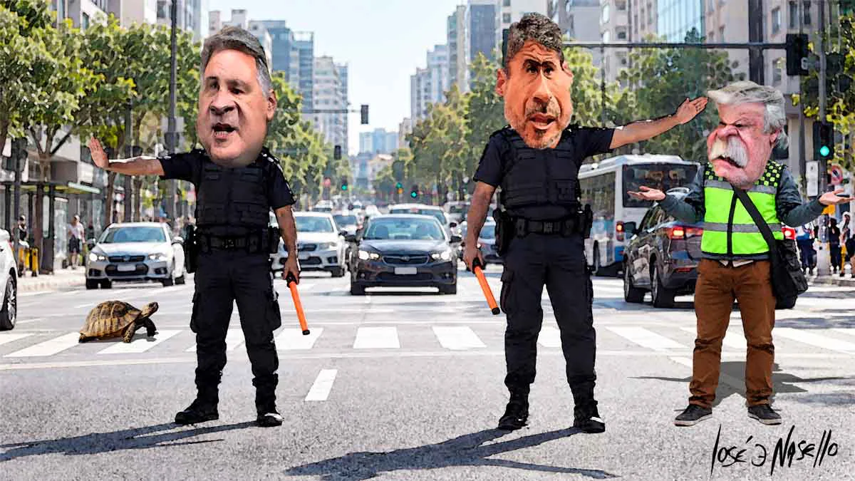 ilustra-quinteros-llaryora-dirigen-transito-como-policias-y-danielle-zorro-gris