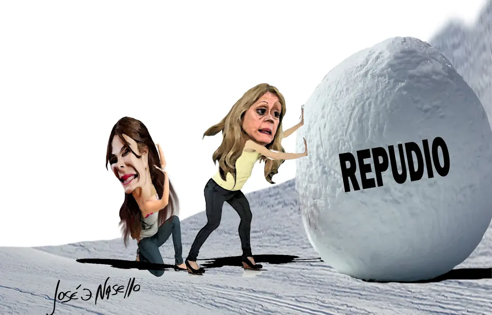 ilustra avico y rovera con bola de nieve repudio