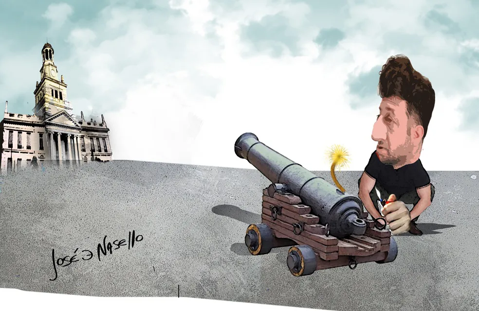 ilustra curletto apunta con cañon al palacio