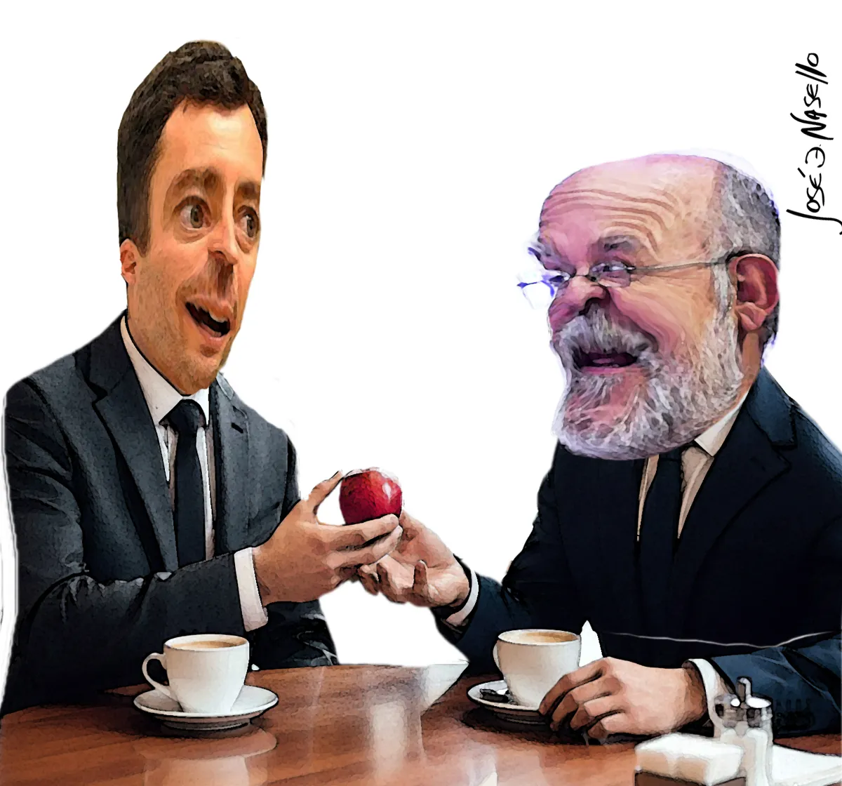 ilustra de loredo le da manzana en un cafe a elorrio