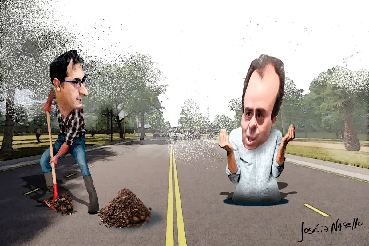 ilustra-llamosas-y-carpintero--miran-a-benitez-con-pala