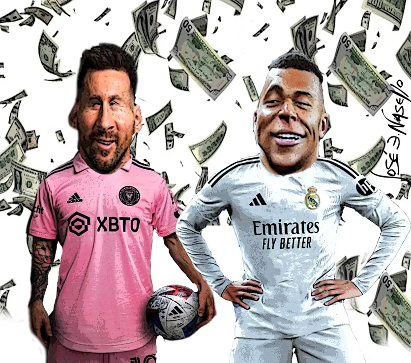 ilustra mbappe y messi
