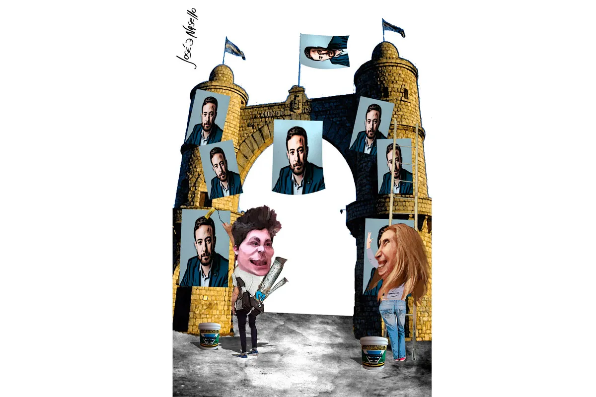 ilustra-carina-milei-y-santiago-caputo-pegando-afiche-de-laje (1)