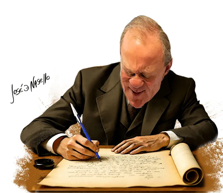 Ilustra de rivas escribiendo en papiro