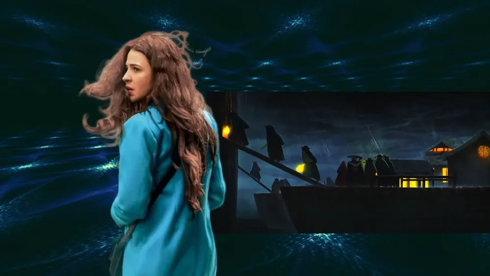 La protagonista de "Las corrientes" y un cuadro de animación de "El secreto del gran barco negro".