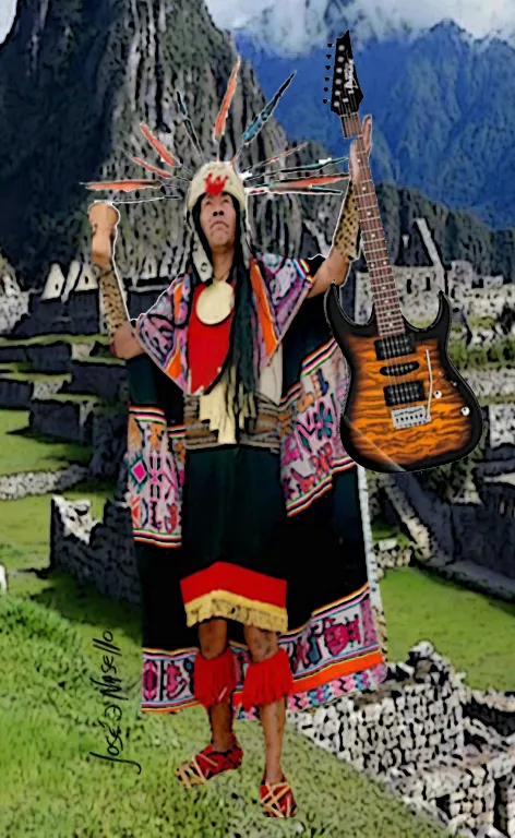 ilustra inca con guitarra electrica